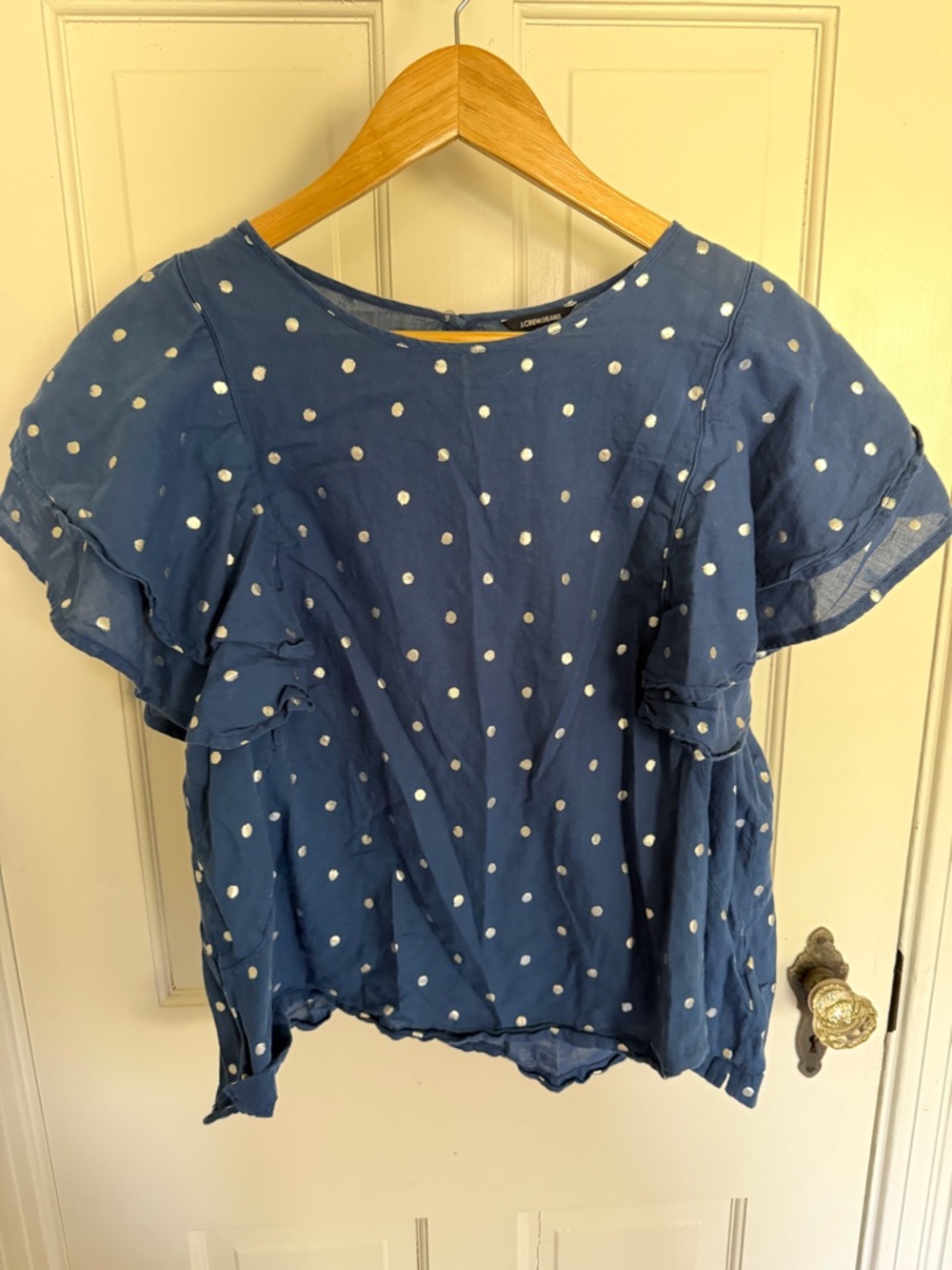 J. Crew Navy Blue Polka Dot Blouse